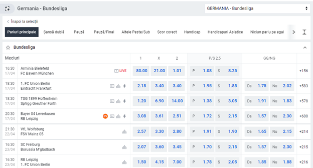 Bundesliga, Betano, PariuriOnline.tv