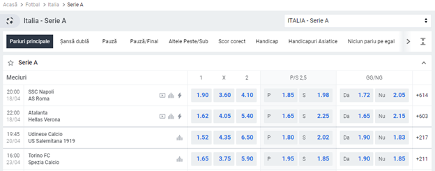 Serie A, PariuriOnline.tv