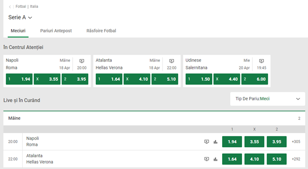 Serie A, PariuriOnline.tv