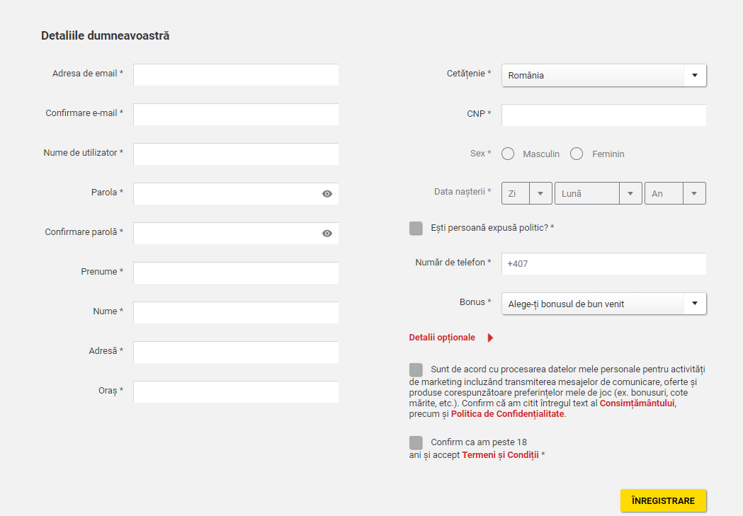 Inregistare casapariurilor, pariurionline.tv