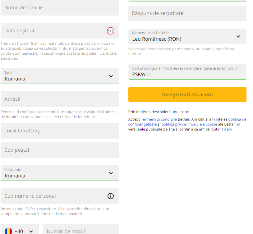 Inregistare betfair, pariurionline.tv