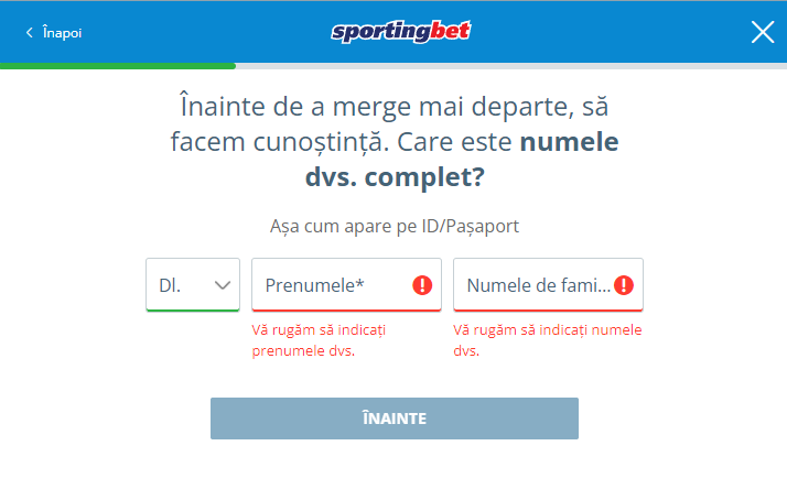 Inregistrare sportingbet