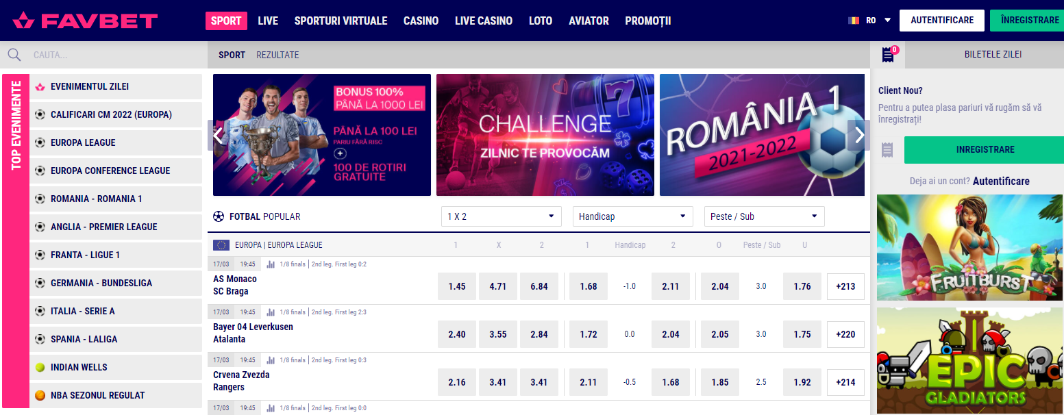 Inregistrare Favbet, pariurionlinetv
