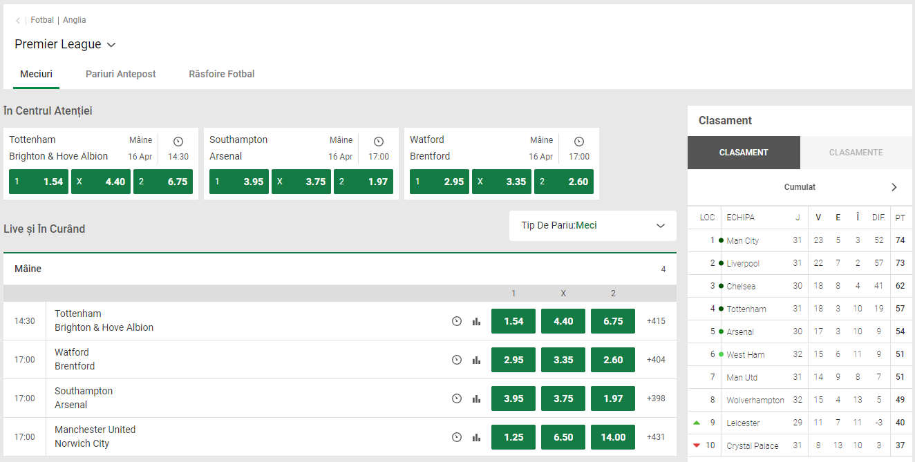 unibet premierleague, pariurionline.tv