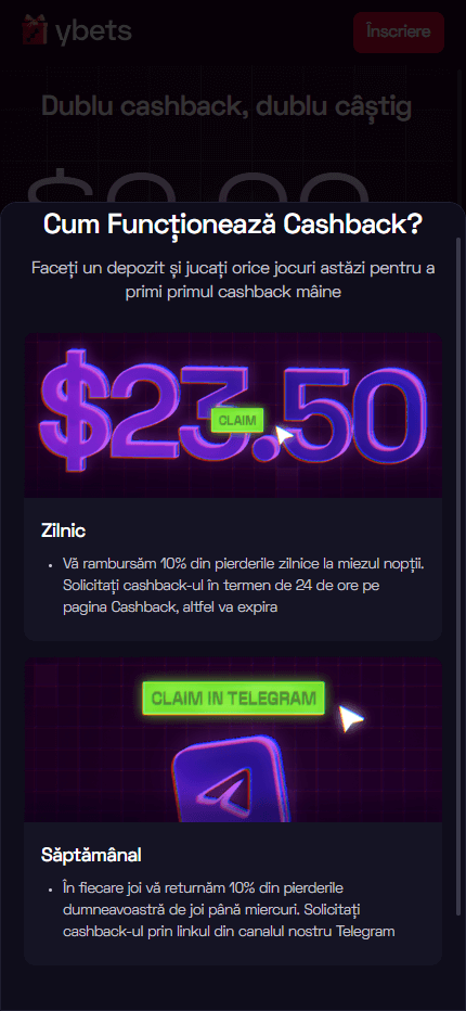 Ybets Casback Bonus (Mobile screen)