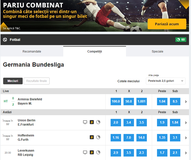 Bundesliga, Befair, PariuriOnline.tv